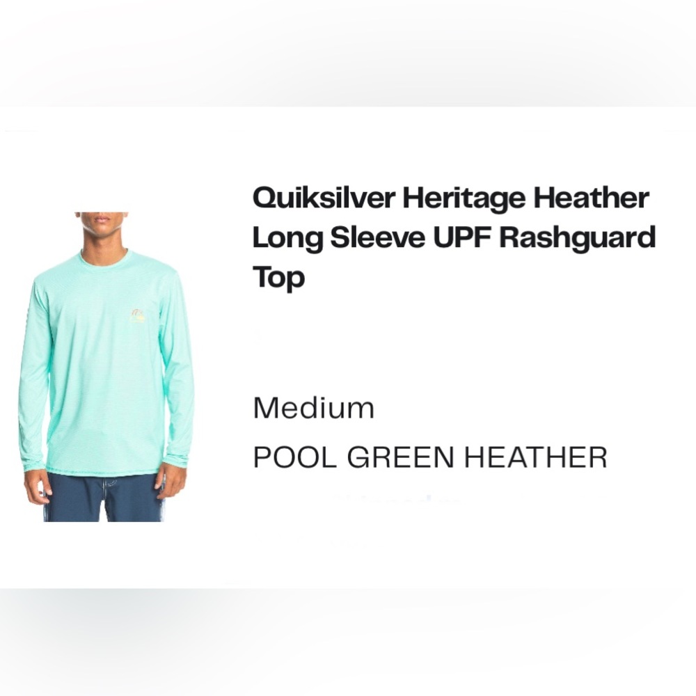Quiksilver rash guard, for swim, or athletic wear. Men’s M. Teal blue stripe NWT